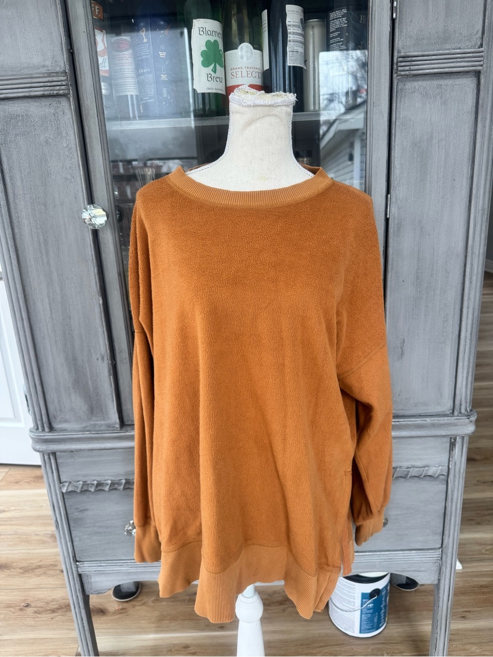 Oversized Crewneck Sweatshirt in Rust Orange